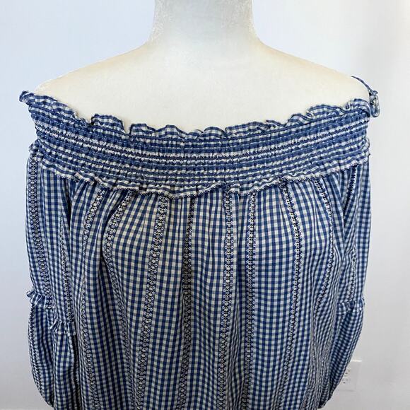 Max Studio Off the Shoulder Gingham Boho Blouse - Size Large - Picture 5 of 8